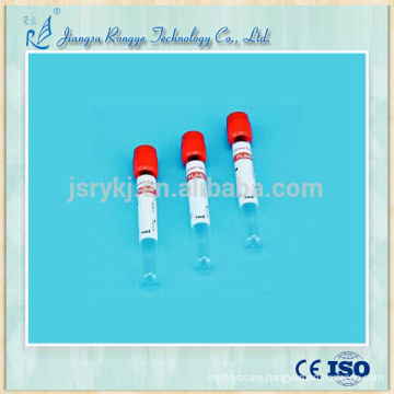Single use vacuum red cap blood test tube